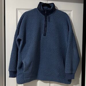 Navy Blue Sherpa Quarter-Zip Sweater
